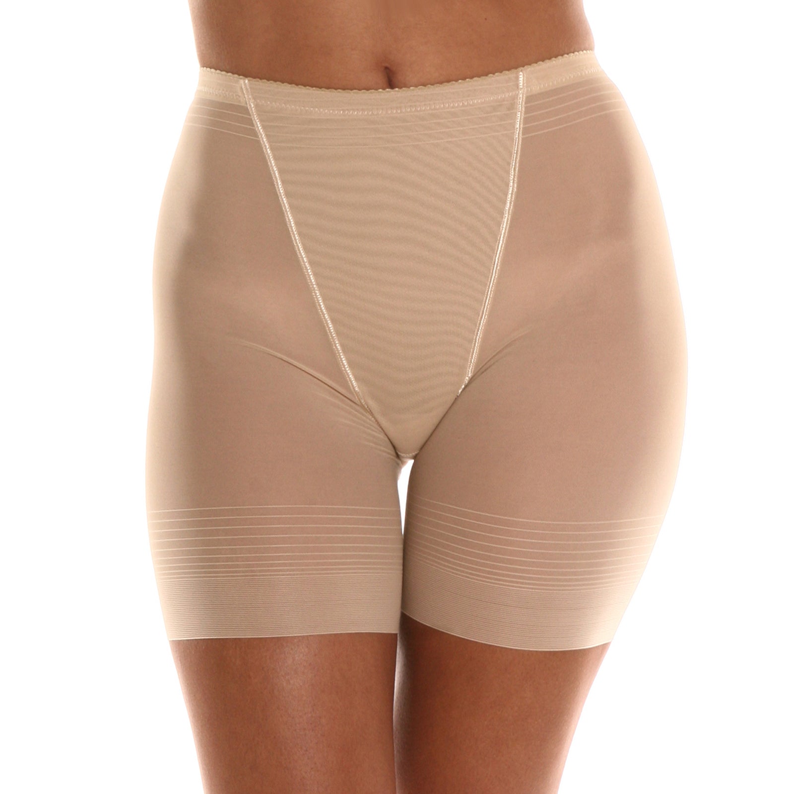Foxy Fanny silicone padded mid-thigh padded panties showing front close-up of thin yet supportive fabric.