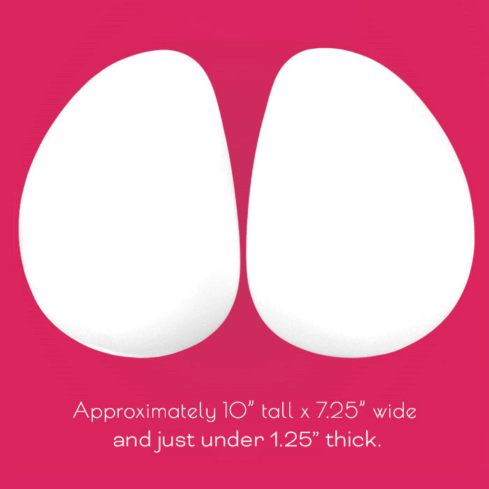 Butt Pads, can also be used as Hip Pads, in Oblong shape, with overlay text with pad dimensions.