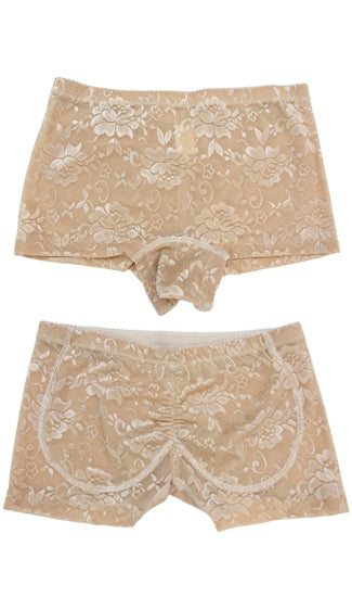 Fancy Fanny Pocket-Panty showing elegant lace boyshort design with pad pockets for secure fit.