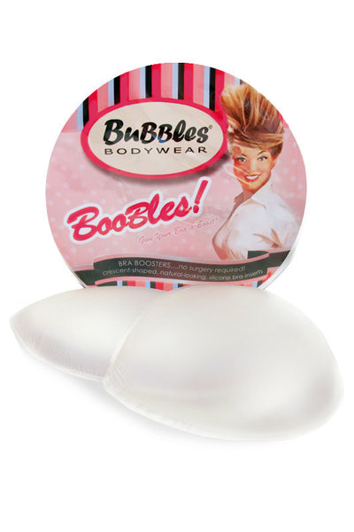 Boobles - Crescent-shaped Clear Silicone Push-up Pads - PaddedPanties.com
