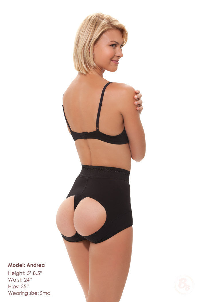Double-O High Rise Butt Lifting Control Panty Powernet strong control in black.